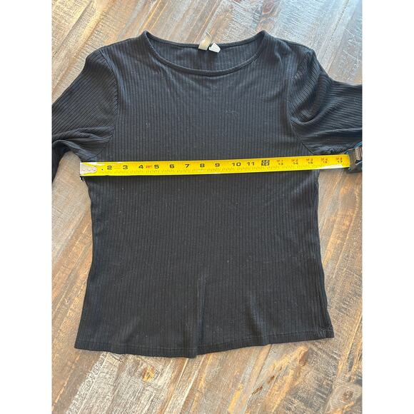 ASOS Black TShirt Womens Size M Ribbed Stretch Basic T Crew Neck Short Sleeve - Picture 3 of 6